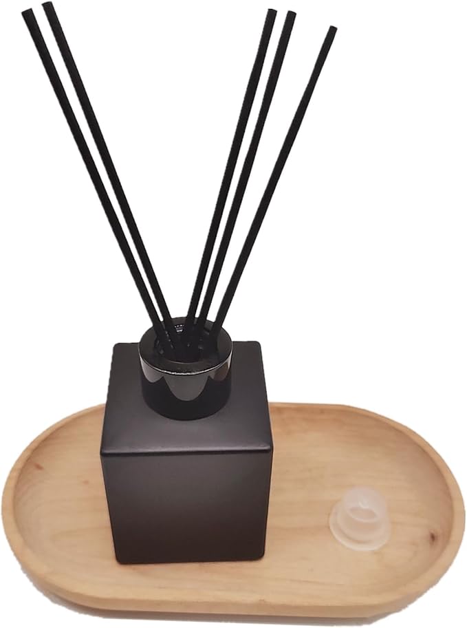 4PCS Reed Diffuser Bottle,Empty Matte Black Glass Jar,Fragrance Replacement Container 100ml(4, Square)
