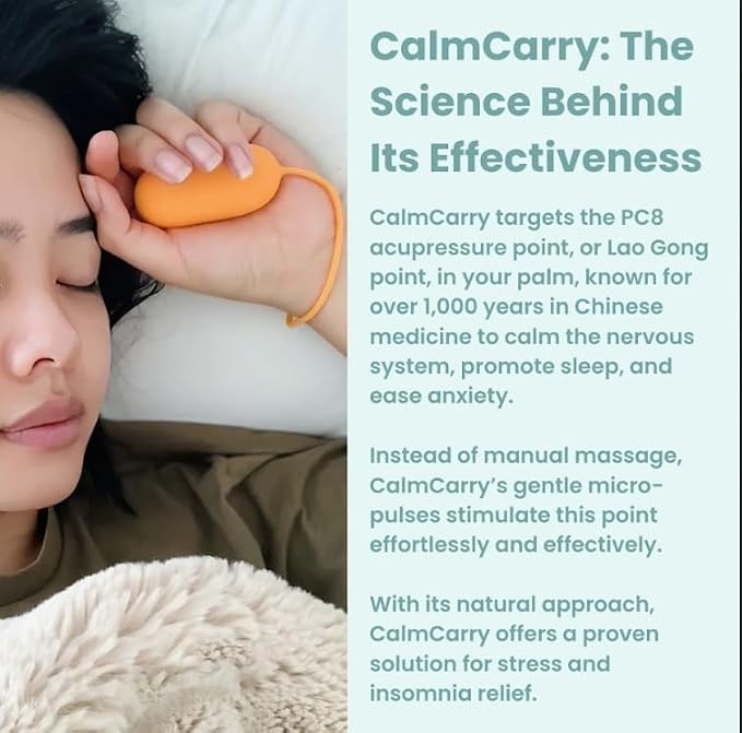 Glowco CalmCarry Sleep Aid Device – Handheld Microcurrent Relaxation Tool, Supports Calm, Focus & Gentle Relief, USB Rechargeable, Portable Wellness Device for Adults & Kids | Orange Calm Carry