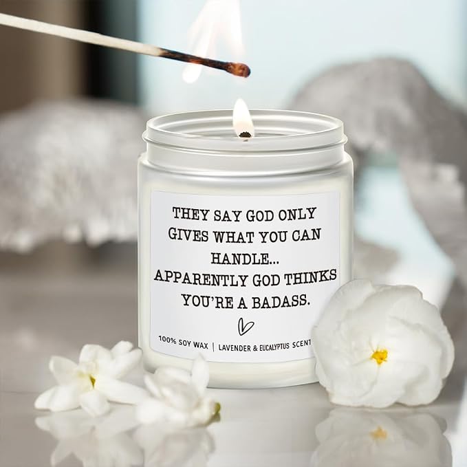 Get Well Candle Gifts for Women, They Say God Only Gives What You Can Handle Candle, Funny Cancer After Surgery Gifts Humor Encouragement Gift Feel Better for Sick Friends, Condolences Gift for Loss