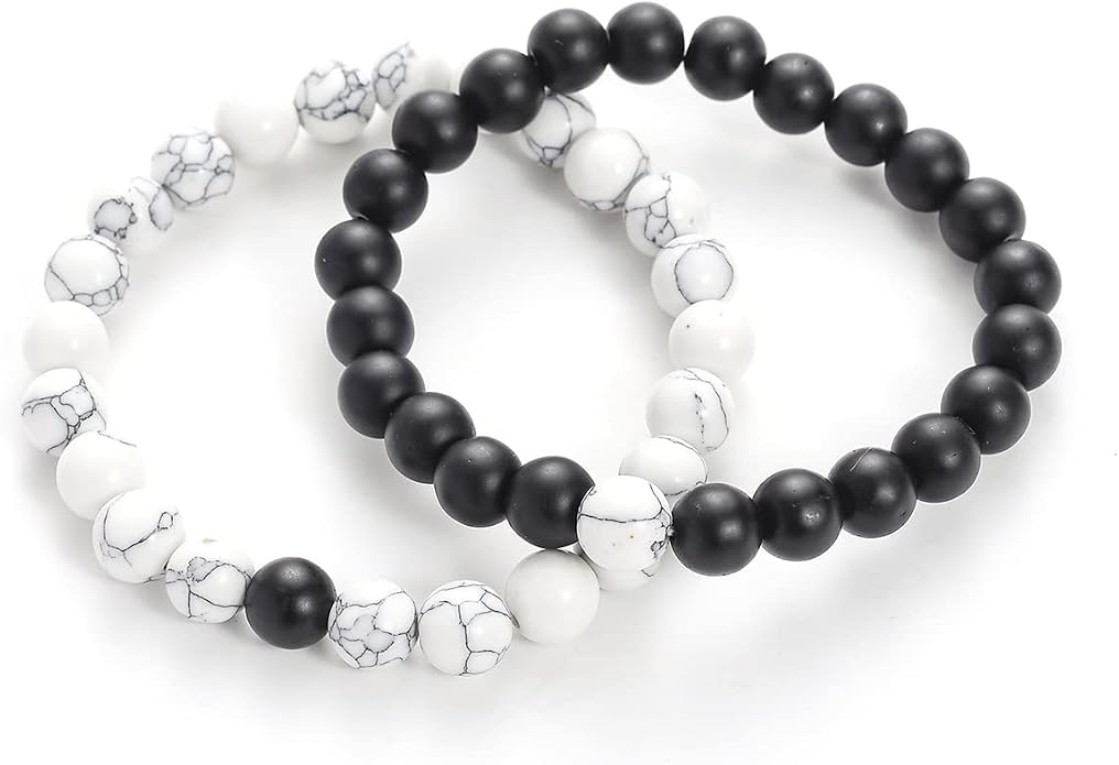 FORUBUS 2Pcs Lava Rock Beaded Bracelet Set – Essential Oil Diffuser Jewelry with Natural Stone Beads for Aromatherapy, Yoga, Meditation, and Stress Relief, Stretchy Bracelets for Women Men