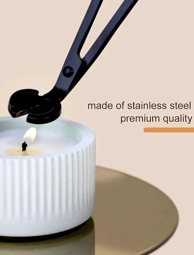 Stainless Steel Wick Trimmer - Cutter & Clipper for Candle Lovers, Black
