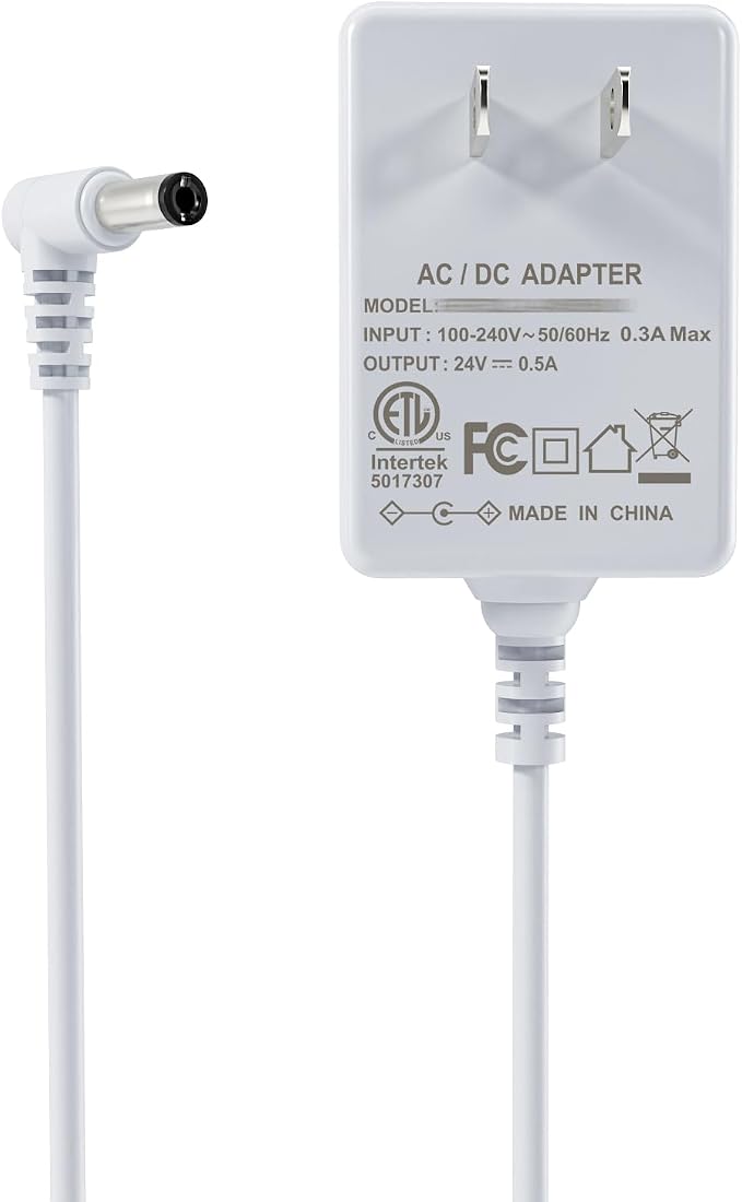 SoulBay [ETL Listed] 24V Diffuser Power Cord for Essential Oil Diffusers Humidifiers 120ml 150ml 200ml 300ml 400ml 500ml Replacement Adaptor, Input 100V-240V Output 24Volt 500mA, White, 5.6 FT