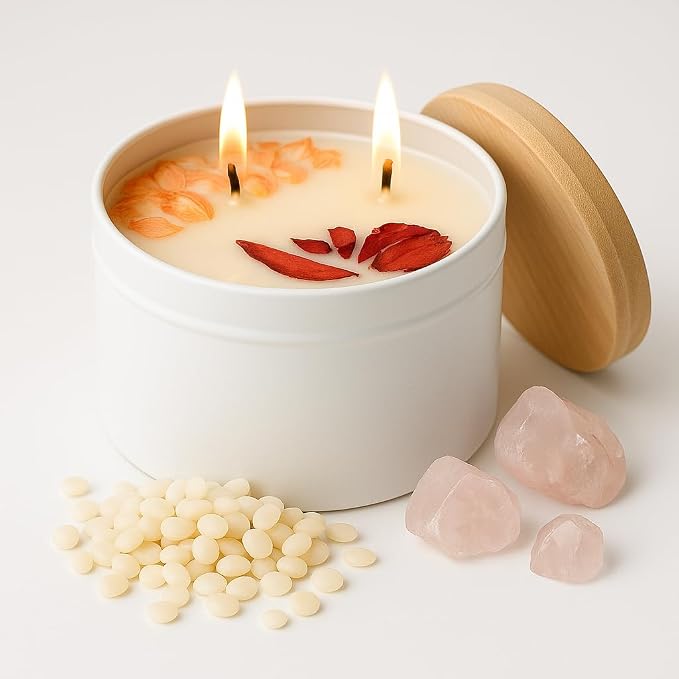 Bohemia Roses Soy Candle – 8 oz Luxury Floral Scented Candle – Romantic Rose Fragrance for Bedroom & Home Décor – Clean Burning Dual Wick – Aqua MARR