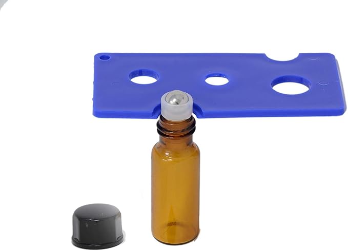 24pcs 5mL Roller (1.35 dram) Amber Glass Stainless Steel Roller Bottle 5cc Vial Small Essential Oil Bottle Travel Must + a 7 Chakra Lava Bead Bracelet for essential oil diffusing & insert removal tool