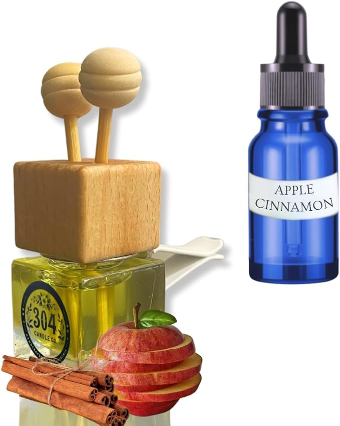 Cute Refillable Car Air Freshener Vent Clip 8mL – Apple Cinnamon – 15mL Refill Included – Long Lasting Fragrance Oil Diffuser – 100% American Handmade Odor Eliminator