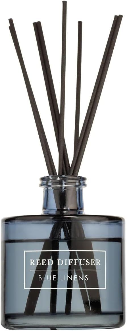 Bellevue Diffuser, 6 fl oz Glass Filled Diffuser, Highly Concentrated Fragrances with Essential Oils, Home Fragrance, Scent:Blue LINENS