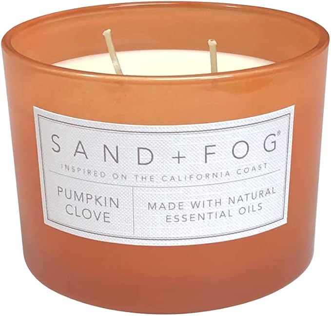 Sand + Fog Scented Candle - Pumpkin Clove – Additional Scents and Sizes – 100% Cotton Lead-Free Wick - Luxury Air Freshening Jar Candles - Perfect Home Decor – 12oz