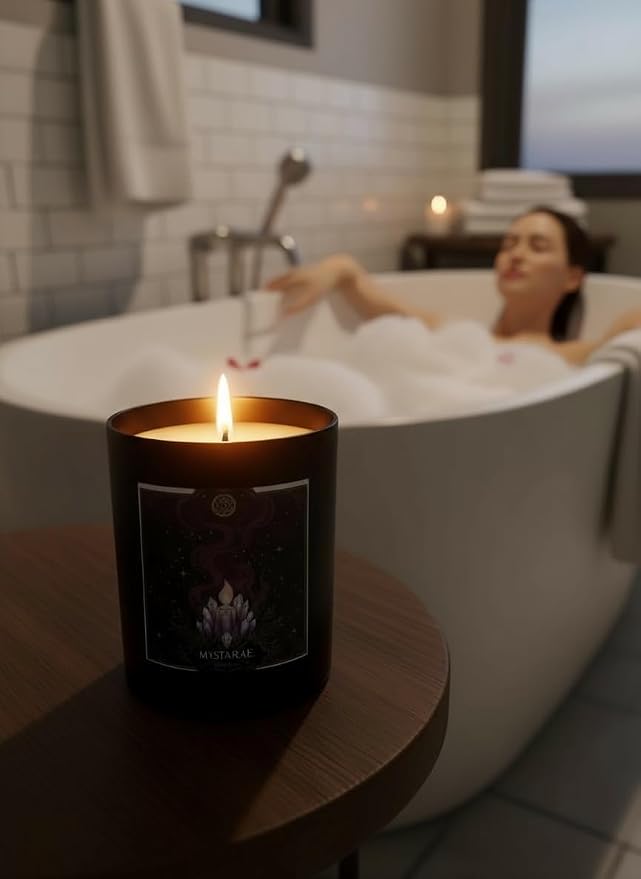 Patchouli & Bergamot Aromatherapy Soy Wax Candle for Emotional Grounding, Self‑Care Rituals, Moon Work | 10 oz Scented Candle - Mystarae Ritual Candle By Wick & Whisper