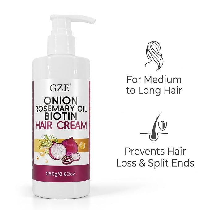 GZE Hair Growth Cream with Onion, Rosemary Oil & Biotin | Strengthens Hair, Reduces Breakage | Nourishing Scalp Care for Thicker, Healthier Looking Hair Butter