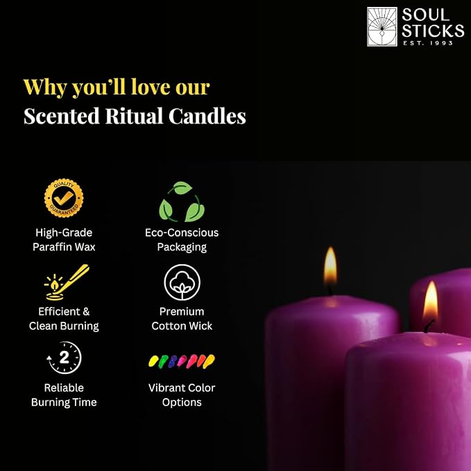 SOUL STICKS 4" Scented Ritual Candles Chime Taper Premium Candles 20 pcs for Rituals, Ceremonies, Meditation, Altar and Spells (Hot Pink/Jasmine)
