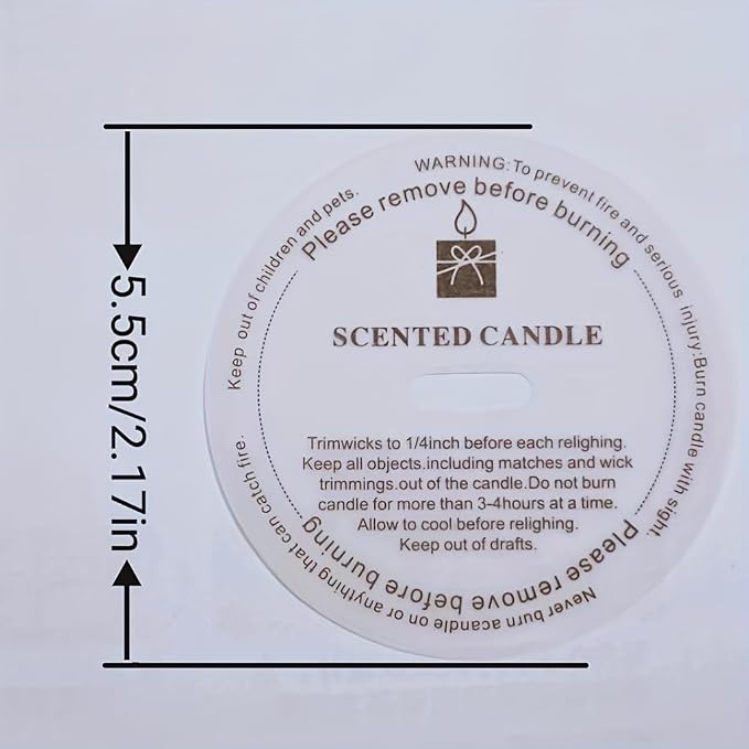 YiJiaXiang Round Scented Candle Warning Safety Stickers, Clear Labels with Candle Care Instructions, Please Remove Before Burning (200, Diameter 5.5cm)