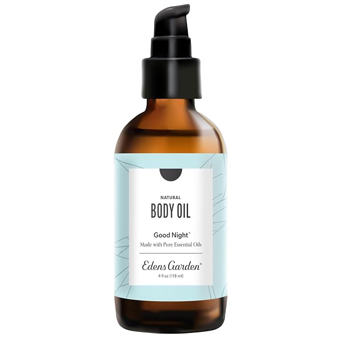 Edens Garden Good Night Bath & Body Oil Sleep Blend, Pure Essential Oils & Vitamin E for Moisturizing Dry Skin, Calming Aromatherapy After-Shower Scented Oil for Women & Men, 4 fl oz (118 ml)