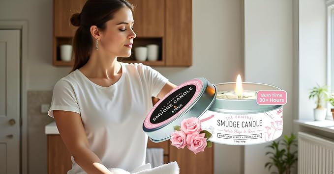 SOUL STICKS Smudge Candle for Cleansing House, Meditation, Chakra Healing, Aromatherapy | 3.5 Ounce Smudge Candle for Spiritual Cleansing (Rose)