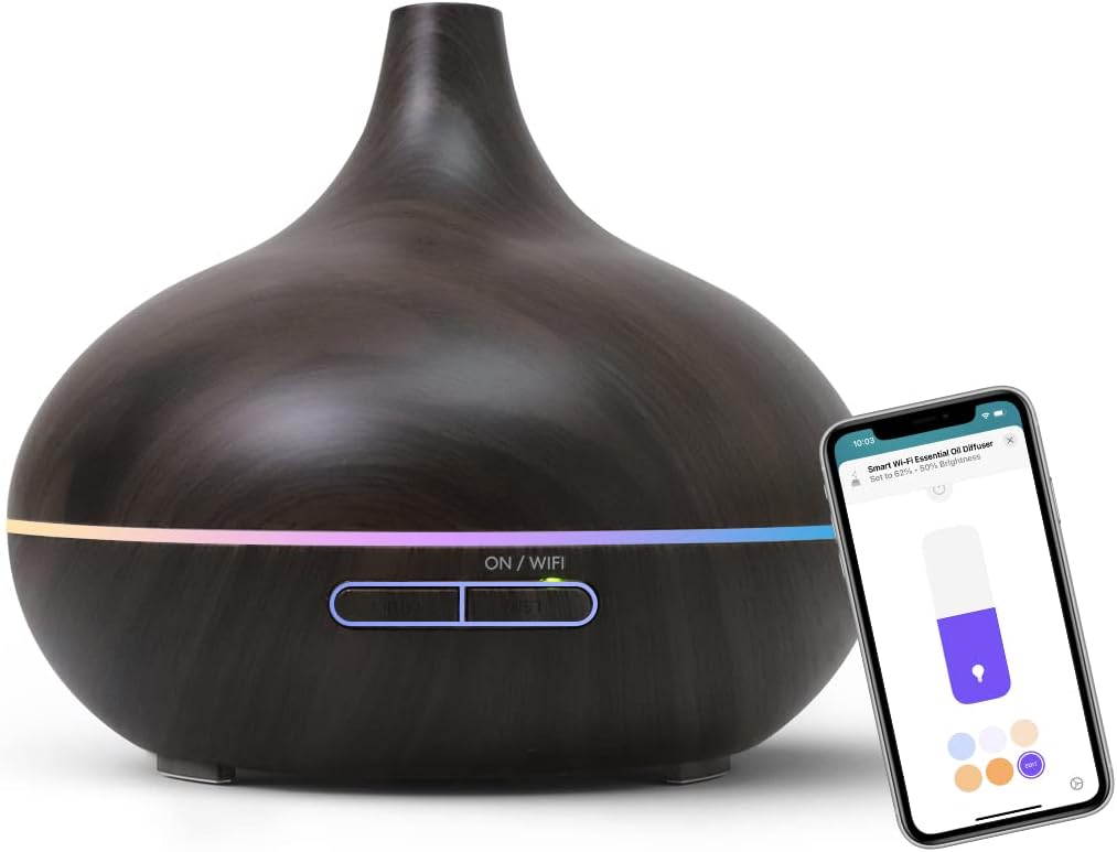 Meross Smart WiFi Essential Oil Diffuser Works with Apple HomeKit & Alexa, Ultrasonic Aromatherapy Diffuser & Mist Humidifier with Voice & APP Remote Control, Schedule & Timer, RGB Light