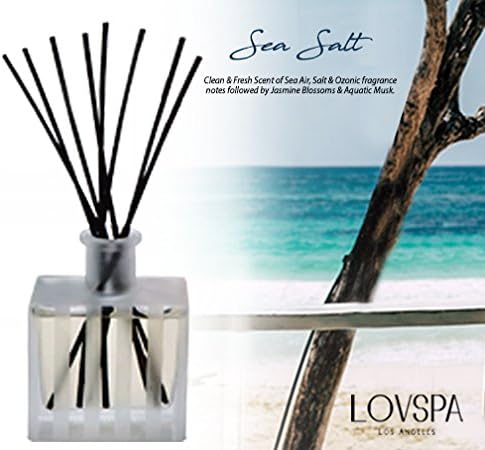 Reed Diffuser Set, Sea Salt Scented Oil Diffuser with Sticks, Home Fragrance Accessories for Bathroom Shelf Decor, Aroma Diffusers for Home or Office Desk, USA Made