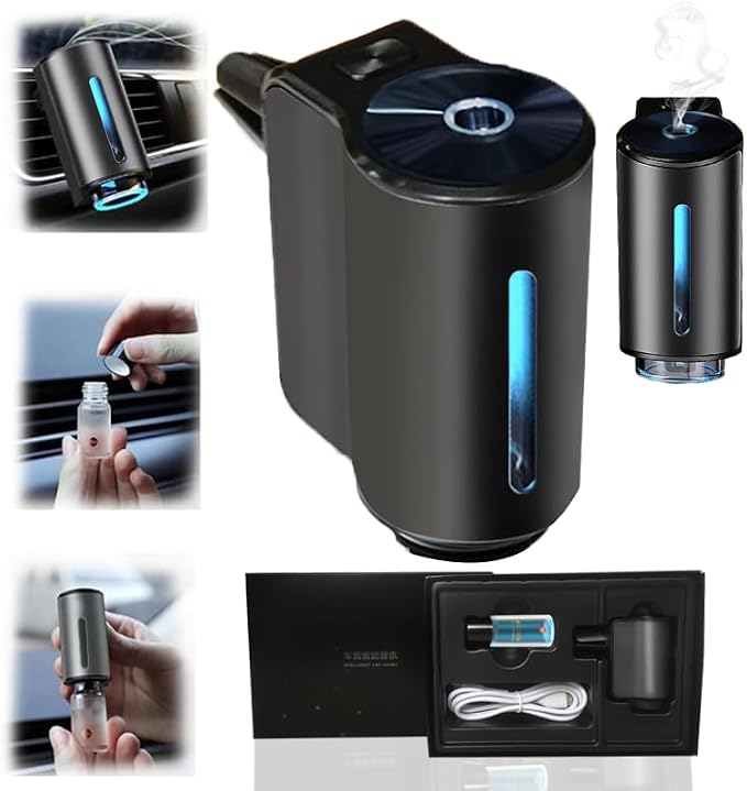 Smart Car Air Freshener Diffuser, New Aromatizante Para Carro, Smart Car Air Freshener with Three Adjustable, Air Fresheners Intelligent for Office Bedroom (1pcs Oils + Diffuser)
