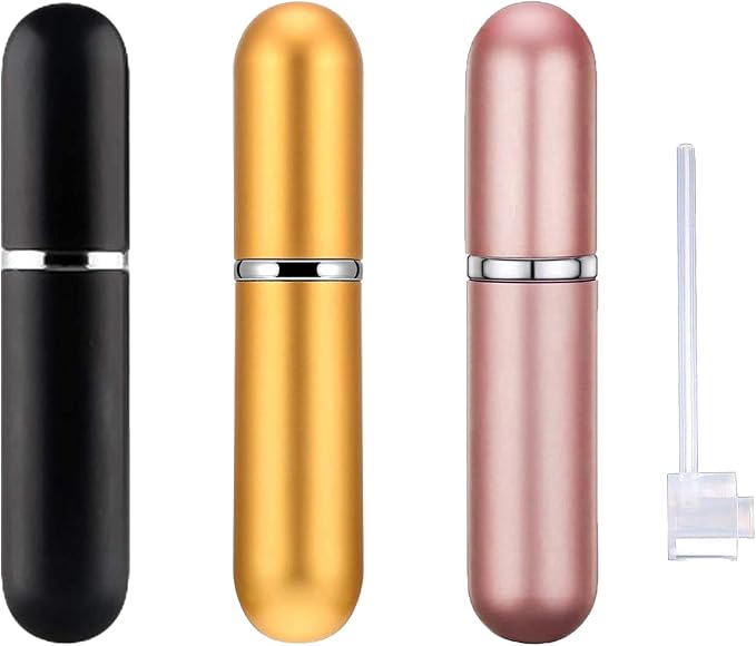 Spray Bottle Pink Black Yellow Bottle Travel Refillable, Portable Mini Refillable Atomizer 5ml, Little Perfume Spray Bottles, Small Perfume Bottles With 1 Flat Tool (3+1 Pack)