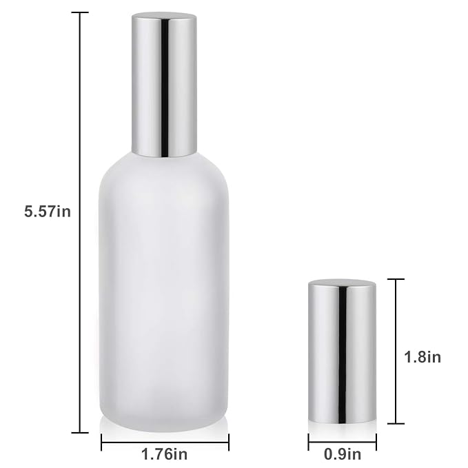 Empty Frosted Glass Spray Bottle 3.4oz, Perfume Atomizer, Fine Mist Spray (2 PACK)