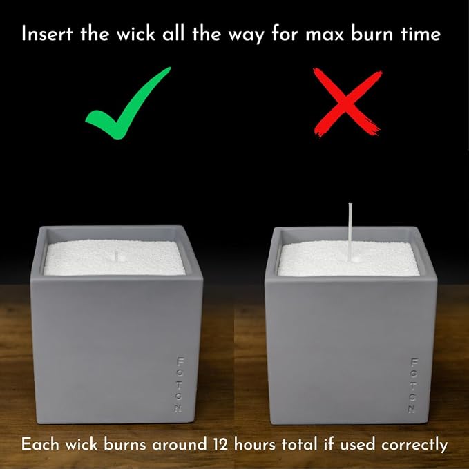 Foton Pearled Candle Le Cube Concrete Vase Set 16 Oz Square - Misty Monte Scented - Refillable Jar Scented Candle Sand Wax with 15 Wicks - Natural Non-Toxic Decorative Candles for Home