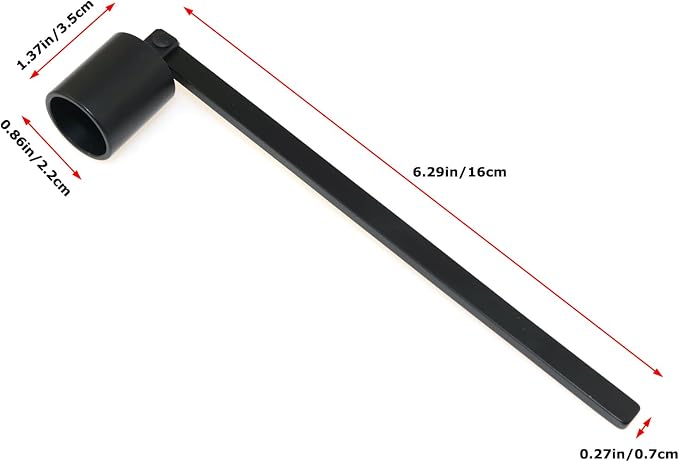 Stainless Steel Cylindrical Candle Snuffer Aromatherapy Extinguishing Tool with Long Handle 16cm for Altars Fireplaces Wedding Churches Candle Extinguishing Cover Black
