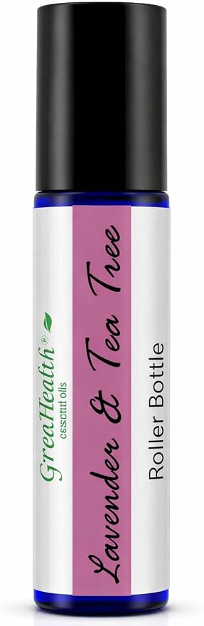 GreenHealth Lavender & Tea Tree Essential Oil Roll On 10 ml – Pre-Diluted Aromatherapy Roller, Ready to Use, Portable Roll-On, Relaxing Lavender & Refreshing Tea Tree Blend for On-the-Go Use