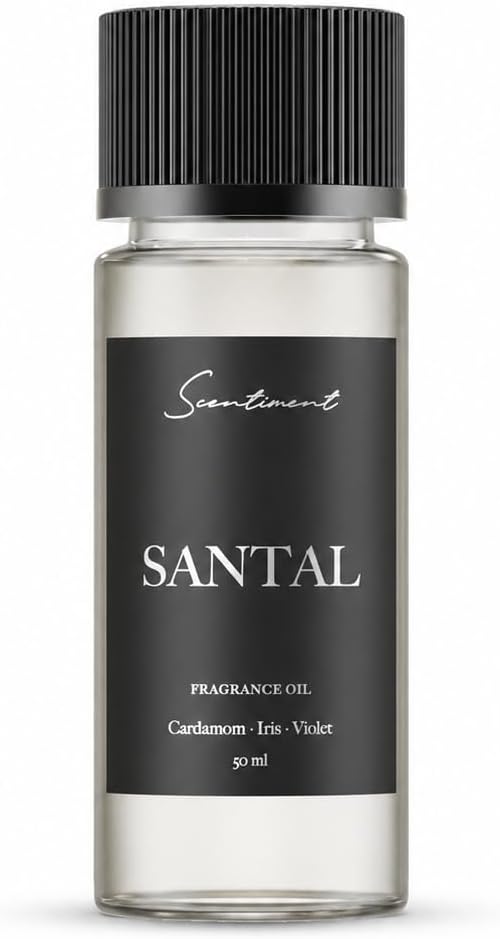 Scentiment Santal Diffuser Oil - Premium Hotel Scent with Notes of Cardamom, Cucumber, & Mint Home Scent, Aromatherapy Fragrance Oil Diffuser Refill - 1.69 fl oz (50 mL)