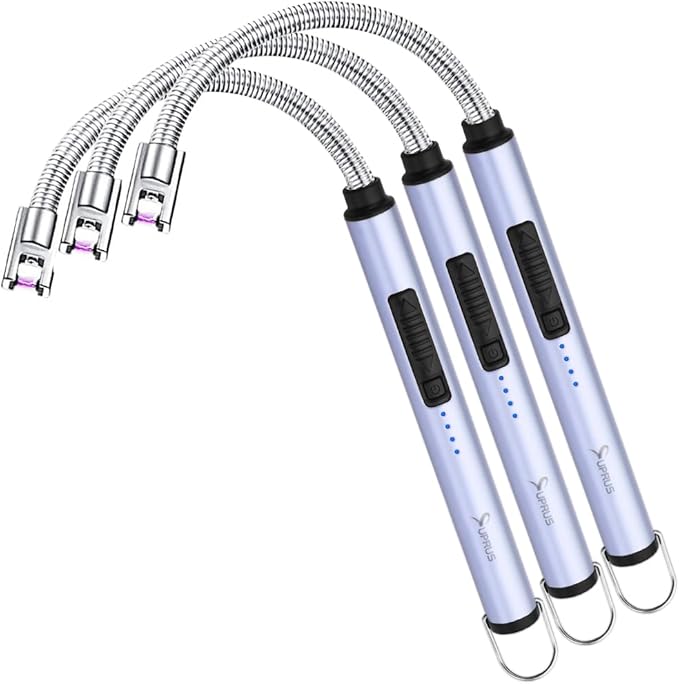 SUPRUS Electric Candle Lighter USB Type C Rechargeable Lighter Steel Shell & Hanging Hook with 360° Flexible Neck(Blue, 3)