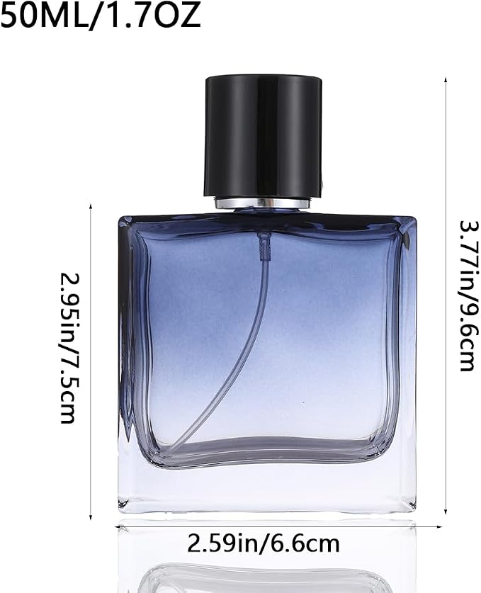 Refillable Cosmetic Spray Perfume Bottle, Empty Glass Fine Mist Atomizer Essential Oil Container for Travel 50ml /1.7oz (50ml)