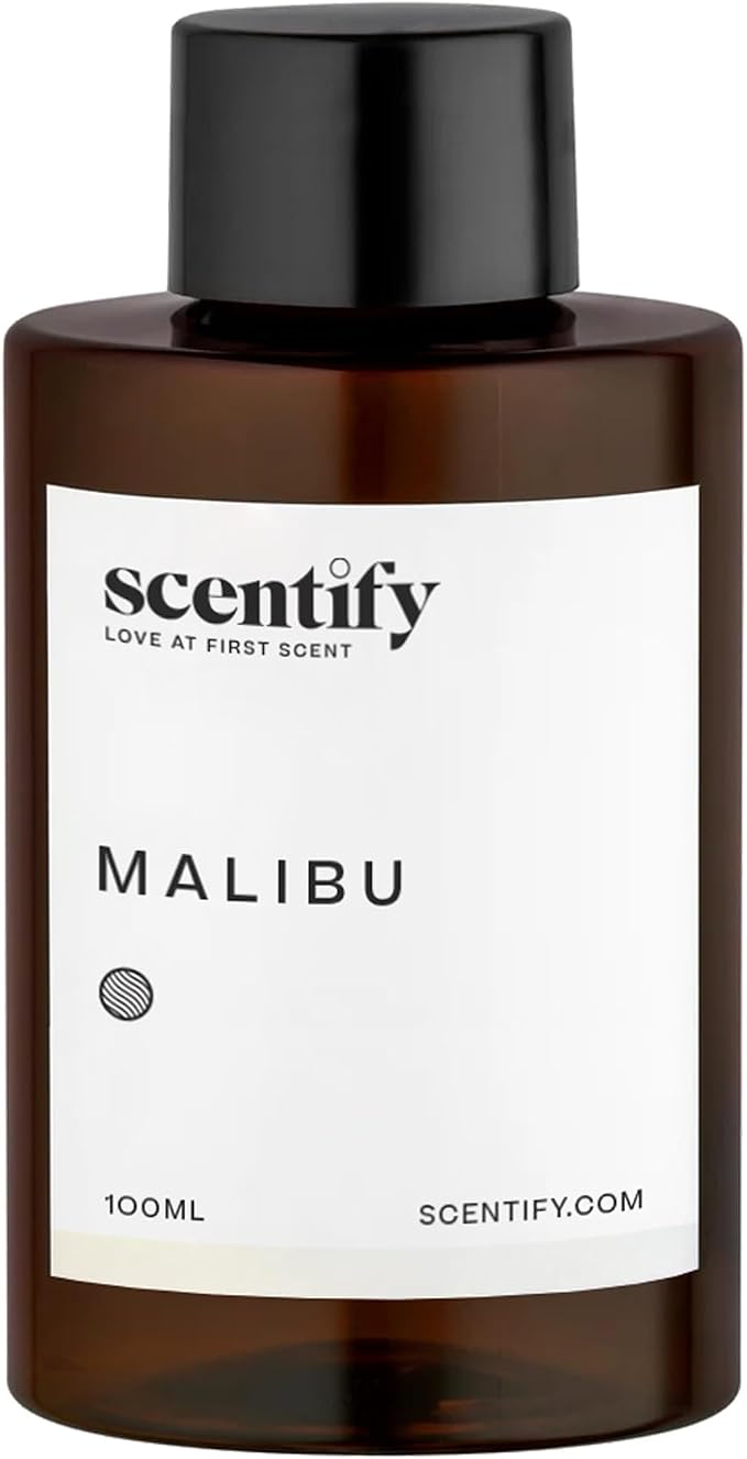 Scentify Malibu Aroma Oil Refill Scent for Oil Diffusers - Lemon, White Tea, Thyme, Cedar, Musk Scents - Luxurious Relaxing Aromatherapy Diffuser Fragrance 100ml, 3.38 oz