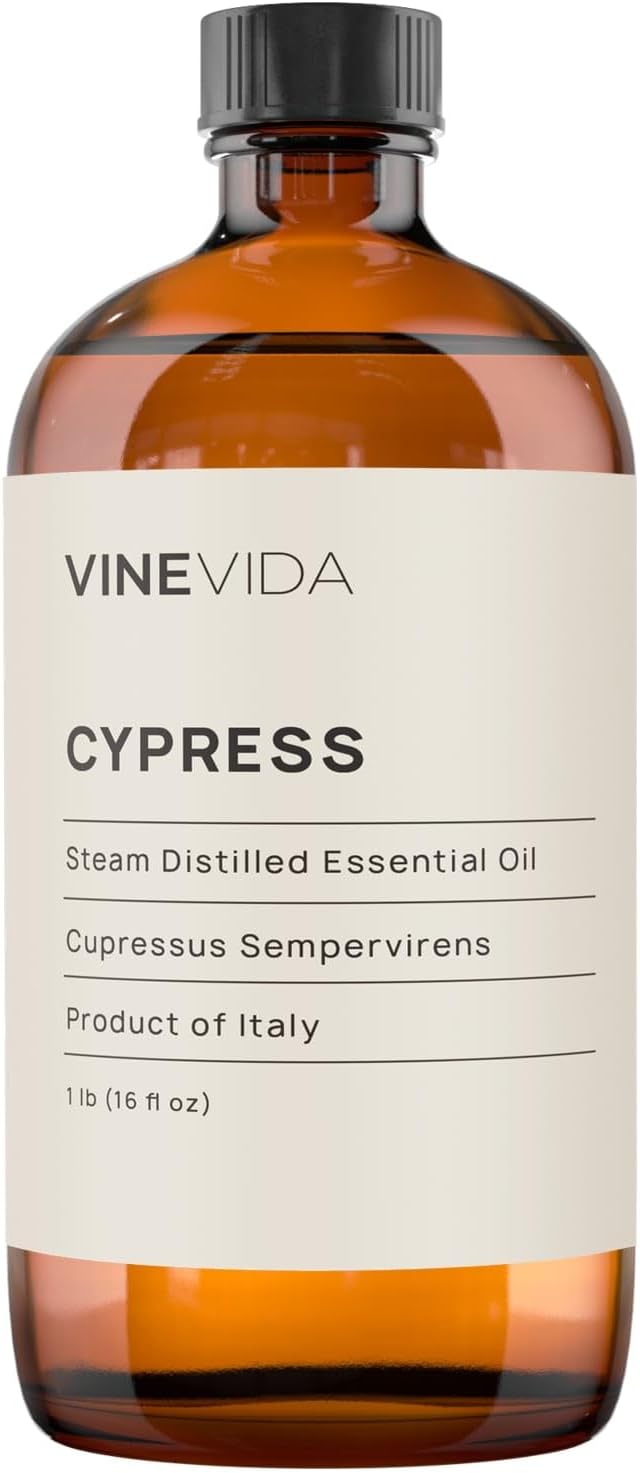 VINEVIDA Cypress Essential Oil 16 oz - Undiluted Cypress Oil - DIY Candle Scents for Candlemaking - Bulk Essential Oil for Soap Making