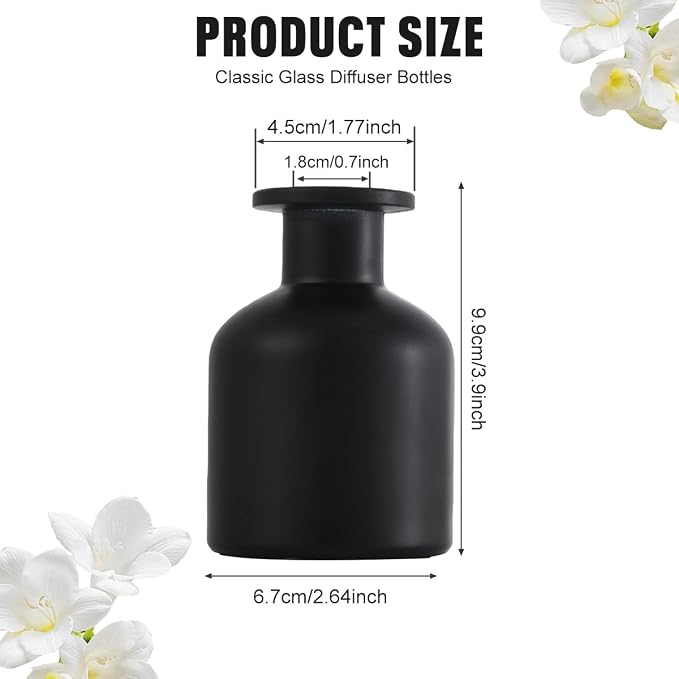 1Pcs 150ml/5OZ Fragrance Diffuser Bottles Empty Glass Gradient Color Diffusers Vase Fragrances Scent Bottles Essential Oils Fragrances Jar Reed Diffuser for Room Air Fresh Home Decorative(Black)