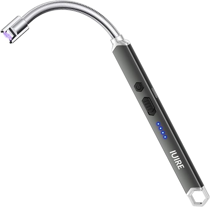 Electric Candle Lighter USB C Rechargeable Plasma Arc Lighters with 360° Flexible Neck Windproof for Deep Candles, Gas Stove, Camping Grill & Fireworks (Grey)