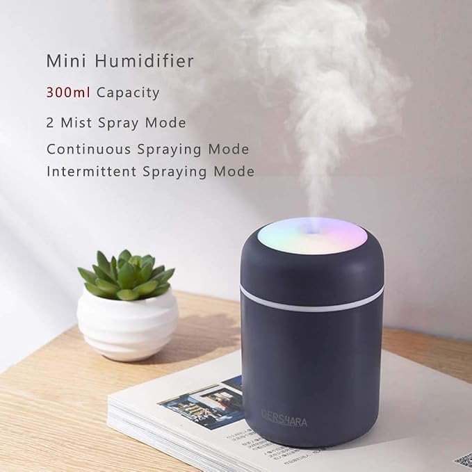 Colorful Cool Mini Humidifier,Essential Oil Diffuser Aroma Essential Oil USB Cool Mist Humidifier,2 Adjustable Mist Modes, Super Quiet,for Car,Office,Bedroom(Pink)