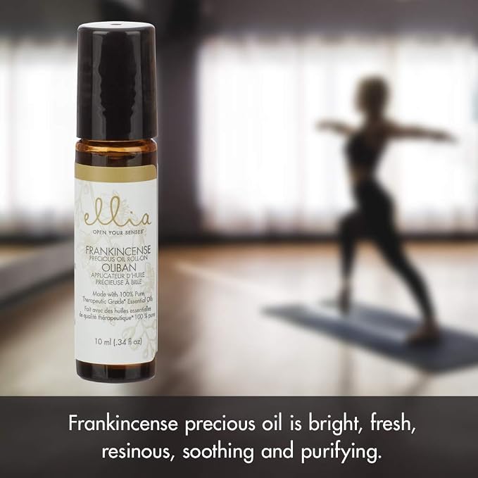 Ellia Frankincense Essential Oil Roll-On | 10ml, 100% Pure, Therapeutic Grade, Clear (ARM-EO10ROFRK)
