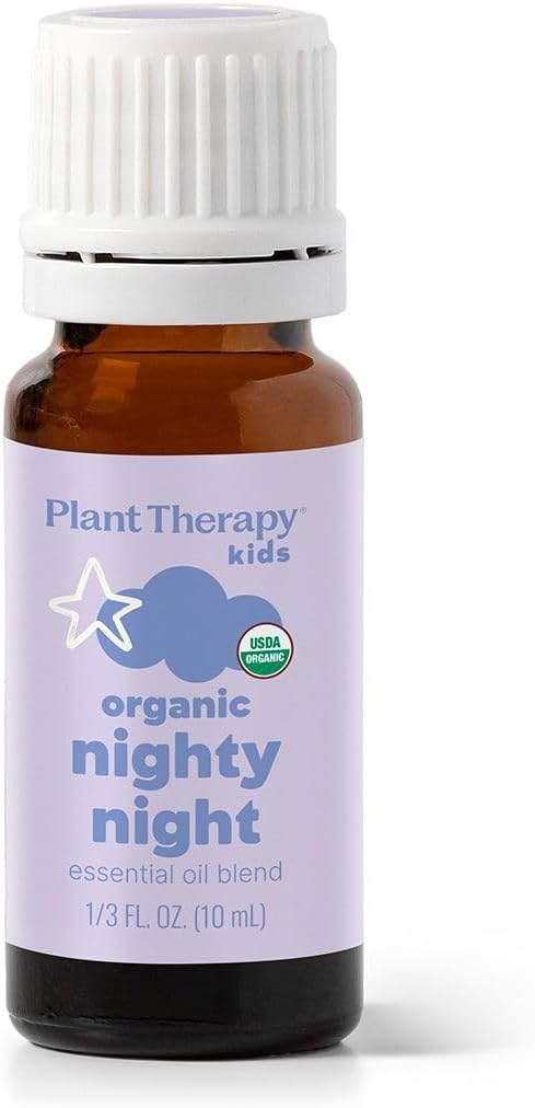 Plant Therapy Kids Organic Nighty Night Essential Oil Blend for Sleep, 10 mL (1/3 oz), 100% Pure, Undiluted, USDA Certified Organic, Encourages a Good Night's Rest