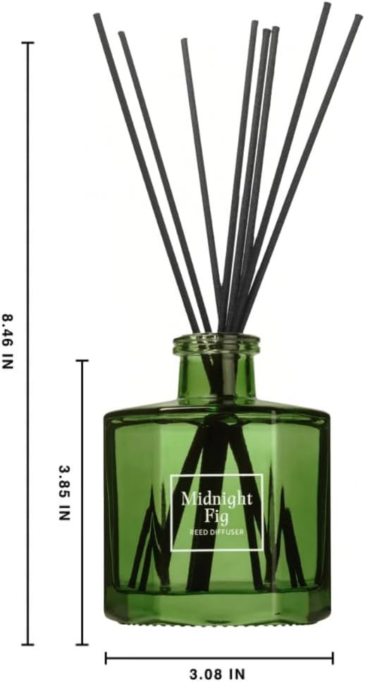 Bellevue Reed Diffuser, 6 fl oz Glass Filled Diffuser, Highly Concentrated Fragrances with Essential Oils, Home Fragrance, Scent:Midnight Fig