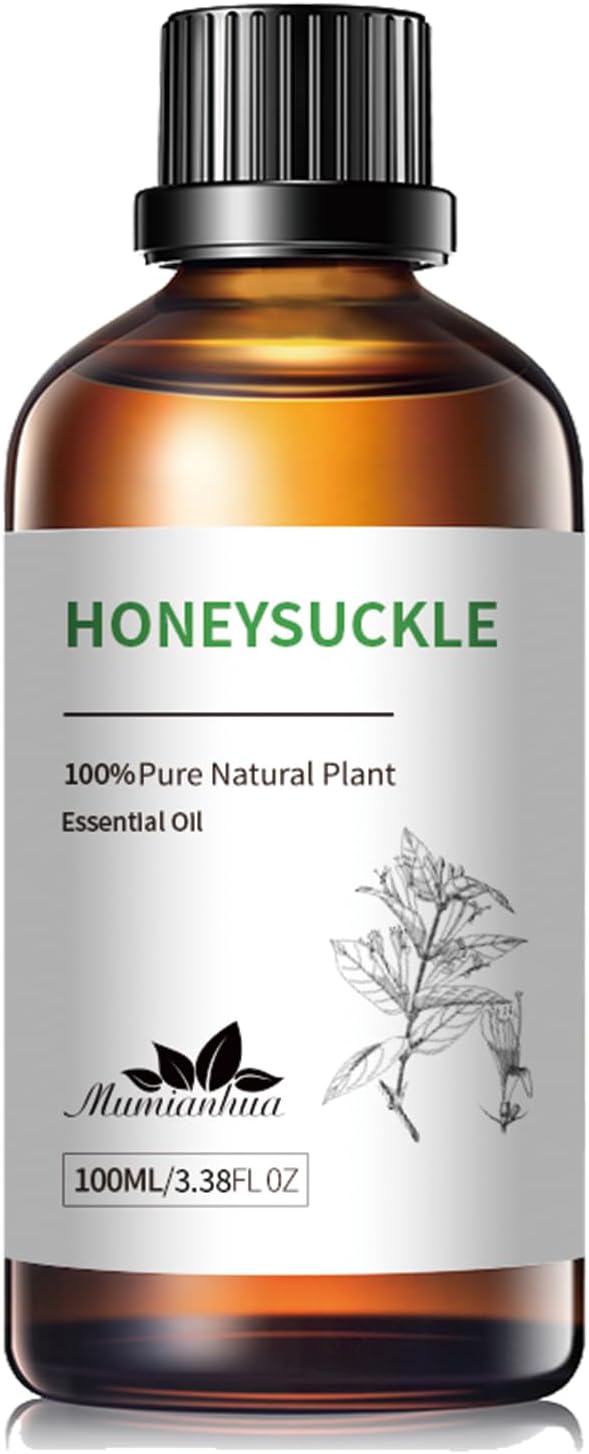 Honeysuckle Essential Oil, Mumianhua Pure Floral Scent for Evening Wind‑Down, Calming Aroma for Bedroom Diffuser, Pillow Mist, DIY Candle & Soap Making – 3.38 Fl Oz