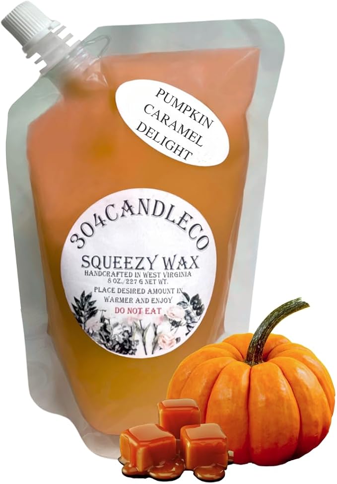 304CandleCo Large Squeeze Soy Wax Melt - 50 SCENTS! - Highly Fragrant & Hand-Crafted - Easy Mix & Match - American Made - Perfect for Wax Warmers (8oz, Pumpkin Caramel Delight)