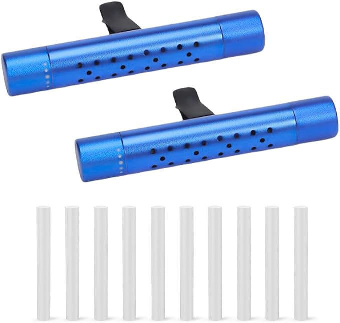 Osilly 2PCS Car Diffuser Vent Clip, Vehicle Essential Oil Scents Set with 10 Unscented Refill Sticks, Automotive Vent Air Freshener Decoration Accessories, Universal for SUV, Sedan, Truck (Blue)