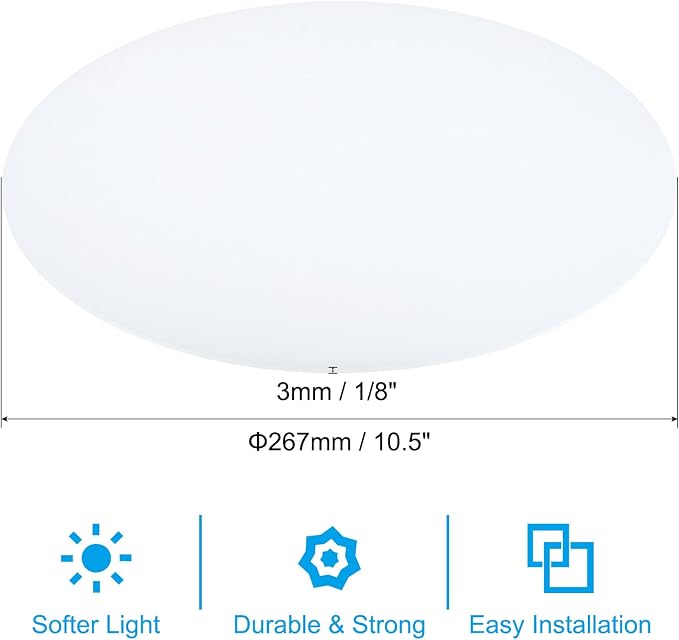PATIKIL Lampshade Diffuser, 10.5" Diameter Round Diffuser for Drum Lampshades Pendants Light, DIY Light Shield, Frosted White