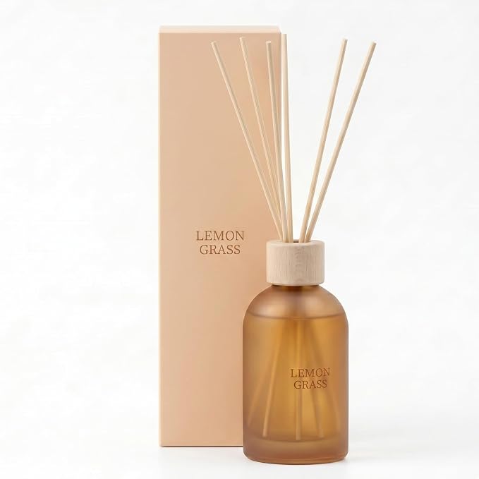 Reed Diffuser Set 6.7 oz Scented Oil Diffuser with 6 Fiber Sticks, Long Lasting Home Fragrance for Bathroom Shelf Decor, Living Room, Office Aromatherapy Gift 01 (Lemon Grass)