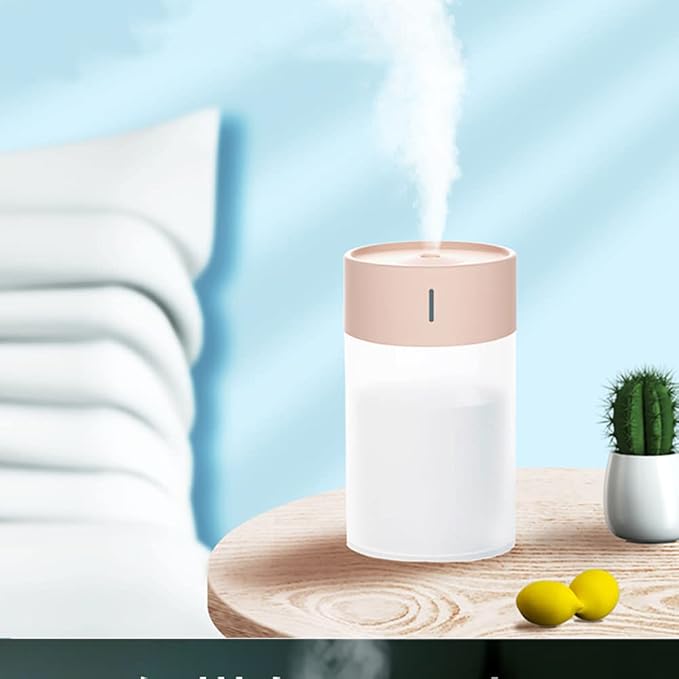 Mini Humidifier, USB Power Supply, Suitable for Study Room, Bedroom, Baby Room, Office, Car, With 7 Color LED, Air Humidifier, Can Be Used for Facial Moisturizing (Pink)