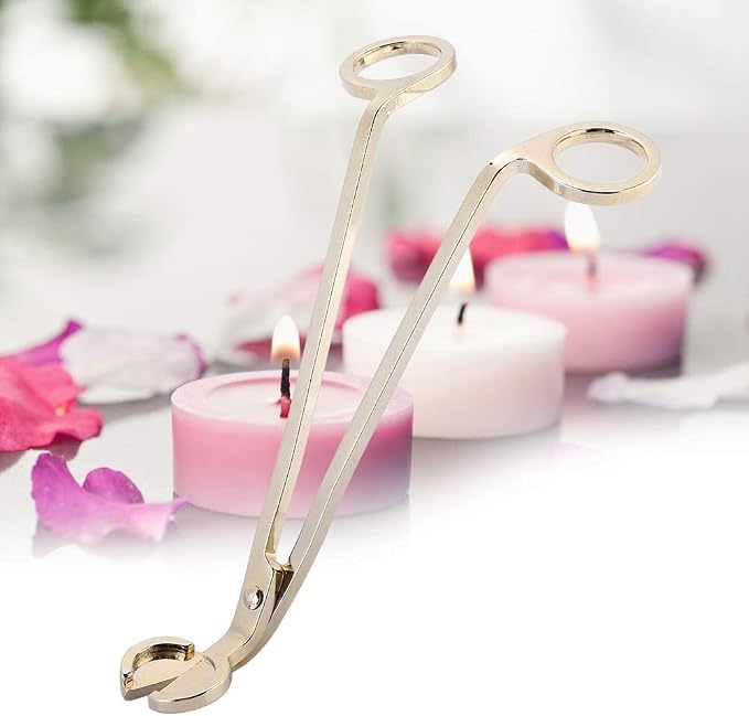 Rengue Candle Wick Trimmer, Stainless Steel Wick Clipper Cutter Scissors with Safe Rounded Tips Candle Snuffer Extinguisher Help You to Safely Remove Controllable The (Gold)