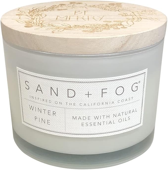 Sand + Fog Scented Candle - Winter Pine – Additional Scents and Sizes – 100% Cotton Lead-Free Wick - Luxury Air Freshening Jar Candles - Perfect Home Decor – 12oz - Holiday Scents