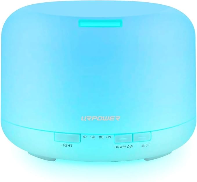 URPOWER 500ML Essential Oil Diffuser Humidifiers Ultrasonic Aromatherapy Diffusers with 4 Timer Settings and Waterless Auto Shut-Off for Home Office Living Room Yoga Remote Control NOT Included