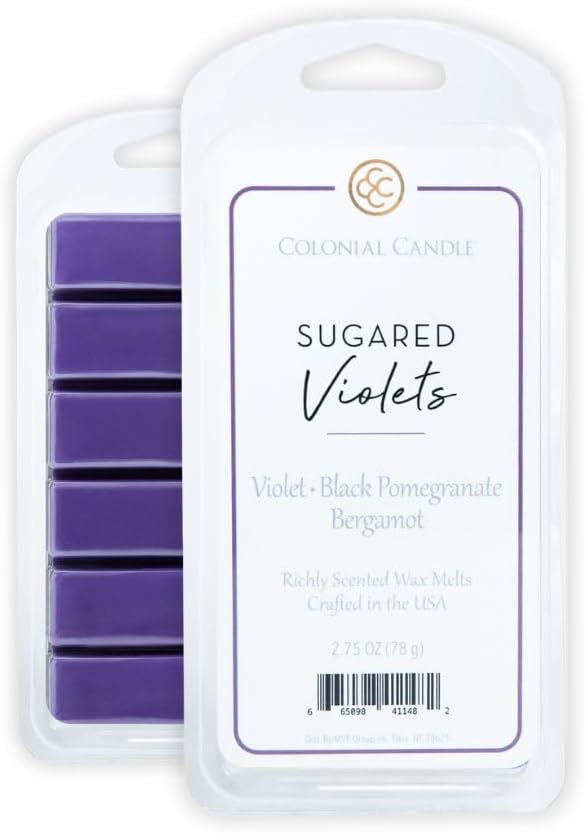 Colonial Candle Sugared Violets Scented Wax Melts, Wax Melt Warmer Cubes, Long Lasting Scented Wax Warmer Cubes, 4 Pack, 6 Cubes Each - Made in The USA