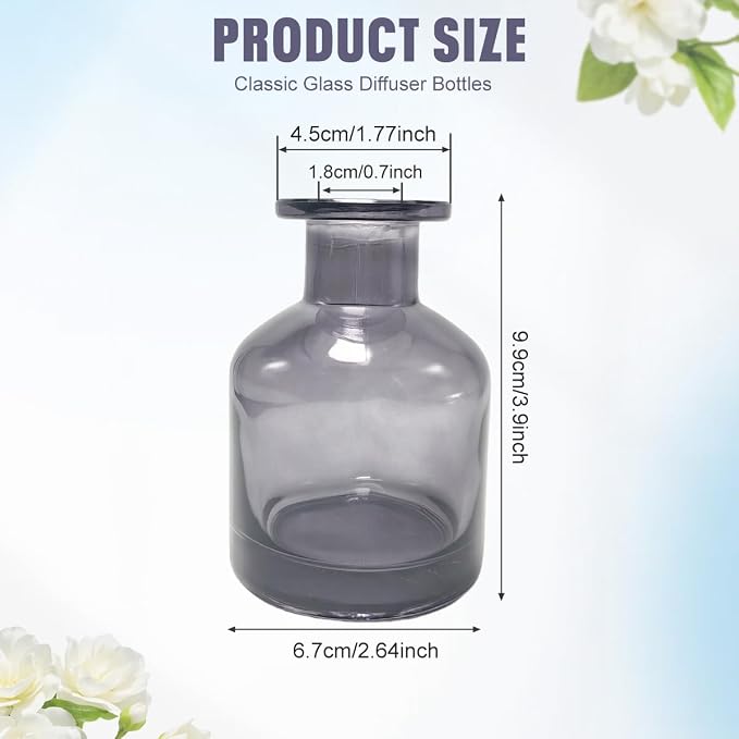 150ml/5oz Empty Glass Diffuser Bottle - Aromatherapy Storage Container - Fragrance Accessories - DIY Replacement for Diffuser Sets (Grey)