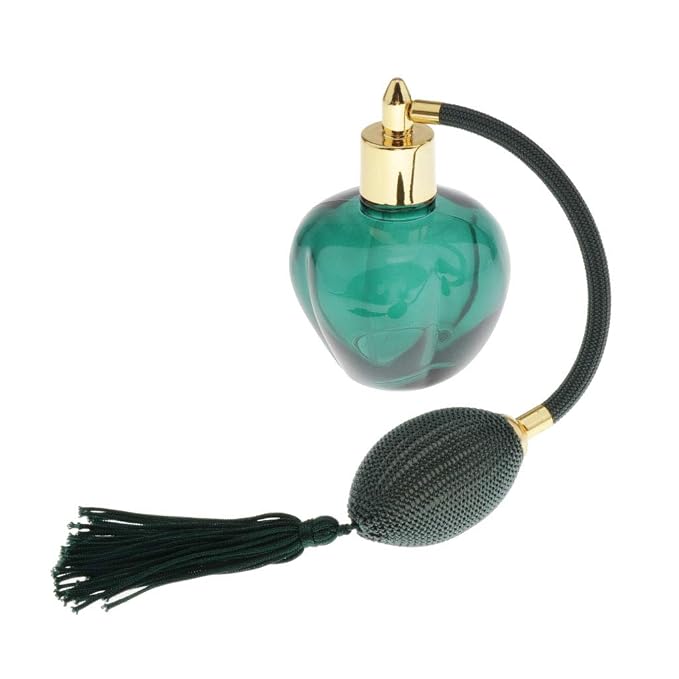 Long Bulb Perfume Bottle 100ml for Refill, green, 10.5x6.5cm