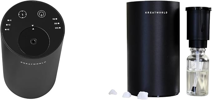 Portable Waterless Essential Oil Diffuser Kit – Battery-Powered Mini Aromatherapy Diffuser , No Water Needed, for Home, Car & Office – Black