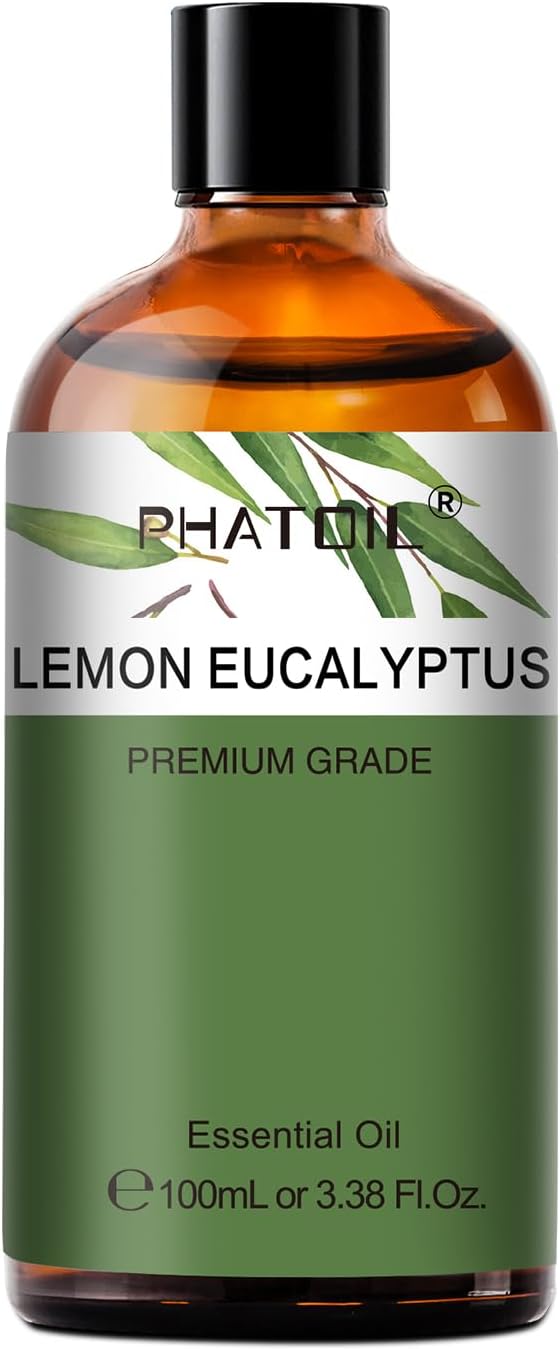 Lemon Eucalyptus 3.38fl.oz Essential Oil, PHATOIL Aromatherapy Essential Oils for Diffuser, Humidifier, Perfect for DIY Soap, Candle, Bath Bombs Making(100ml)